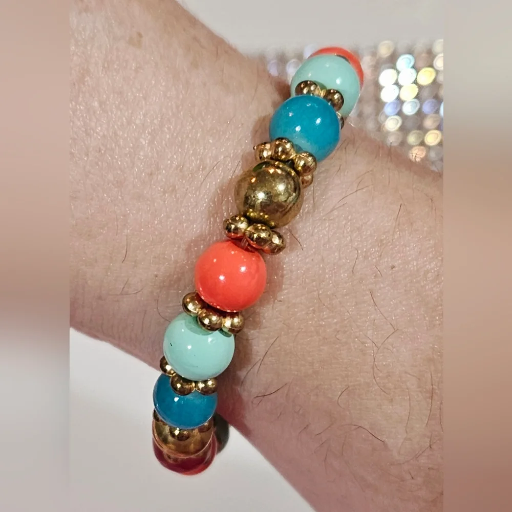 Nordstrom Colorful Beaded Bracelet with Gold Accents‎ NWOT